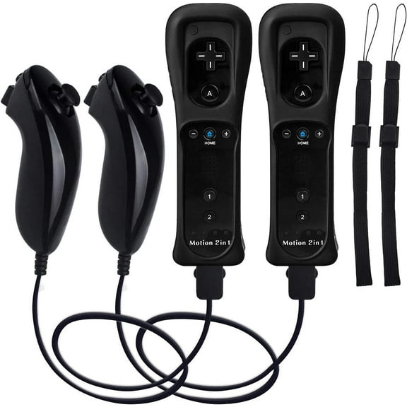 Wii Remote and Nunchuck Controller,Upgrade Wii Wireless Controller Compatible with Wii Wii U,2 PCS,Black