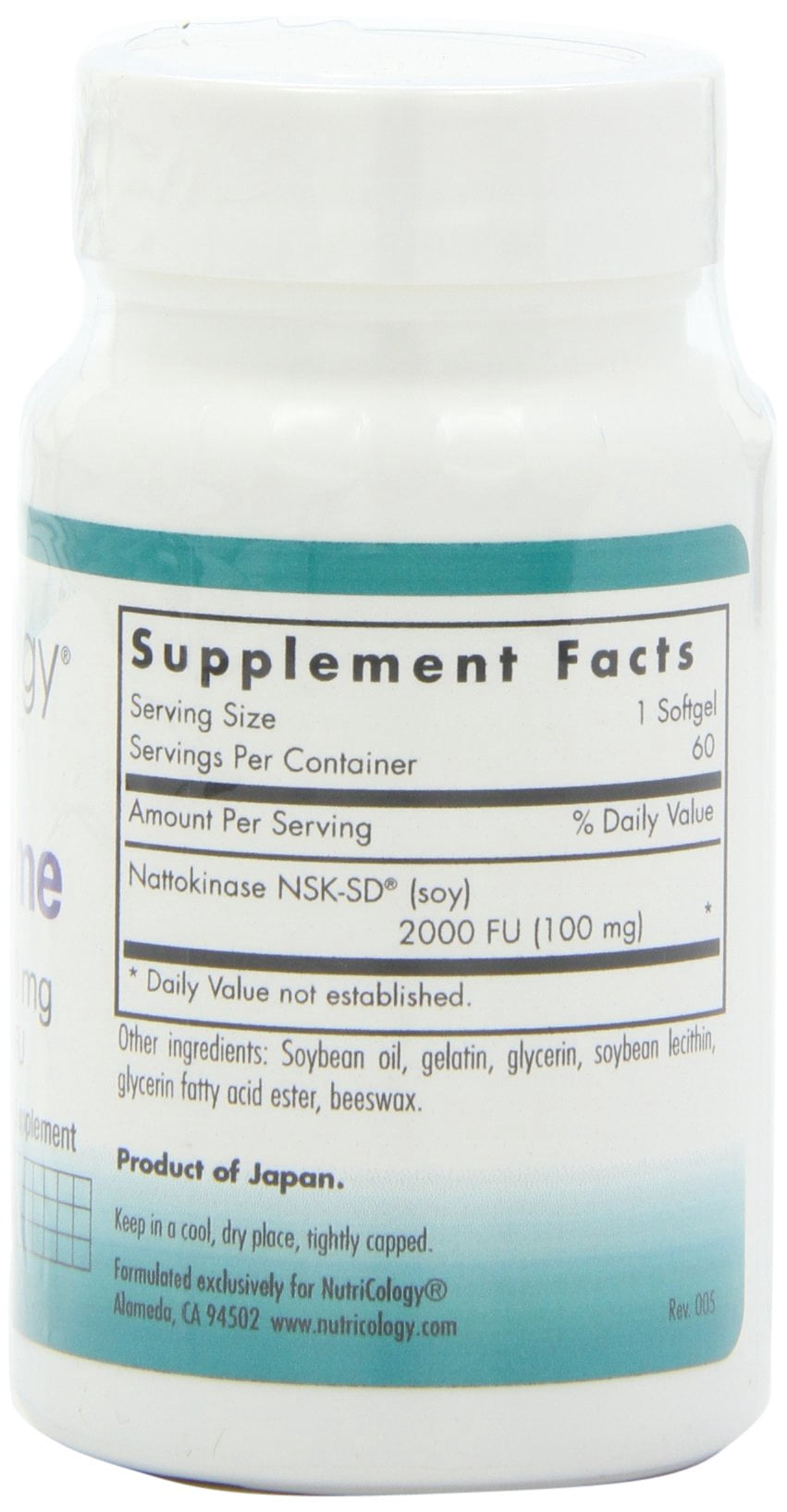 NutriCology NattoZyme 100 mg - Supplement to Support Healthy Circulation - Delivers 100 mg Nattokinase NSK-SD from Fermented Soybeans per Serving - 60 Servings - 60 Softgels
