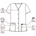 thumbnail image 4 of HeedFit Women’s Snap Front Scrub Top, V-Neck, 3 Pockets, Short Sleeve, m, Hot Pink, 4 of 7