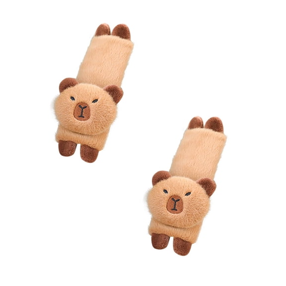 2 PCS Seat Belt Cover Pad, Cute Kawaii Animal Capybara Seatbelt Covers for Kids, Soft Seatbelt Cushion, Car Seat Strap Pads (Brown)