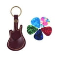 thumbnail image 4 of Leather Guitar Picks Holder Case Bag Guitar Shape with Key Ring 5pcs Celluloid Guitar Picks String Instrument Accessories, 4 of 7