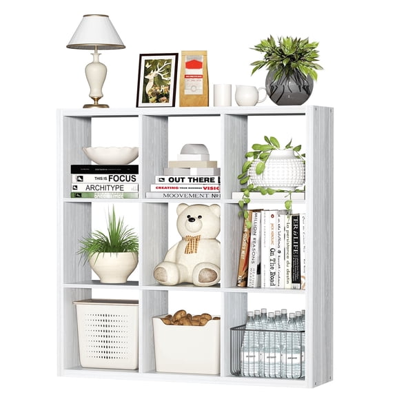 Jpiziso 9 Cube Storage Organizer 36.9" x 9.4" x 36.9" Freestanding Open Book Shelves White for Home Office Bedroom Living Room