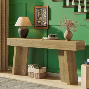 Extra Long Farmhouse Console Table 70.9 L Wood-Grain Finish