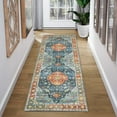 thumbnail image 2 of Hasoo Runner Rug 2x6 Oriental Vintage Bohemian Rug Ultra Thin Hallway Rug Non-Slip Washable Floral Throw Rugs Non Shedding Indoor Carpet for Kitchen Bedroom Living Room, Green, 2 of 6