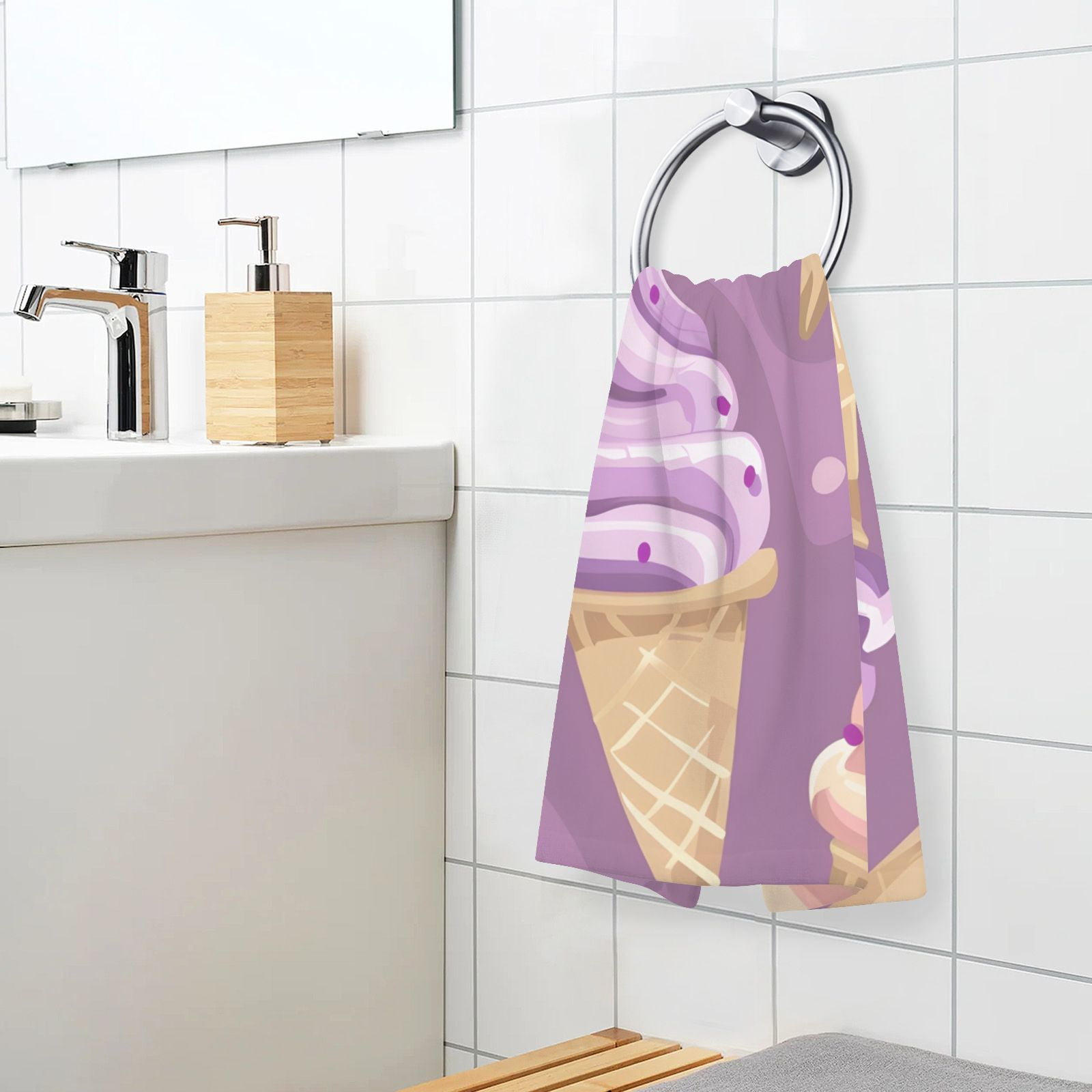 Delicious Ice Cream Hand Towels Cotton Bath Towels Large Face Towels Absorbent for Bathroom 2 Packs