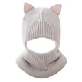 thumbnail image 2 of lnmuld Solid Kids Cat Ear Knitted Balaclava Hat Integrated Neck Warmer Windproof Winter Headwear for Boys Girls Grey,1-5 Years, 2 of 3