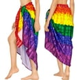 thumbnail image 4 of LA LEELA Women's Sarong Bikini Skirt Swimsuit Cover up Summer Wraps Bathing suit Swimwear Beach Wrap Skirts for Women One Size Rainbow Stripes, Multicolor, 4 of 4