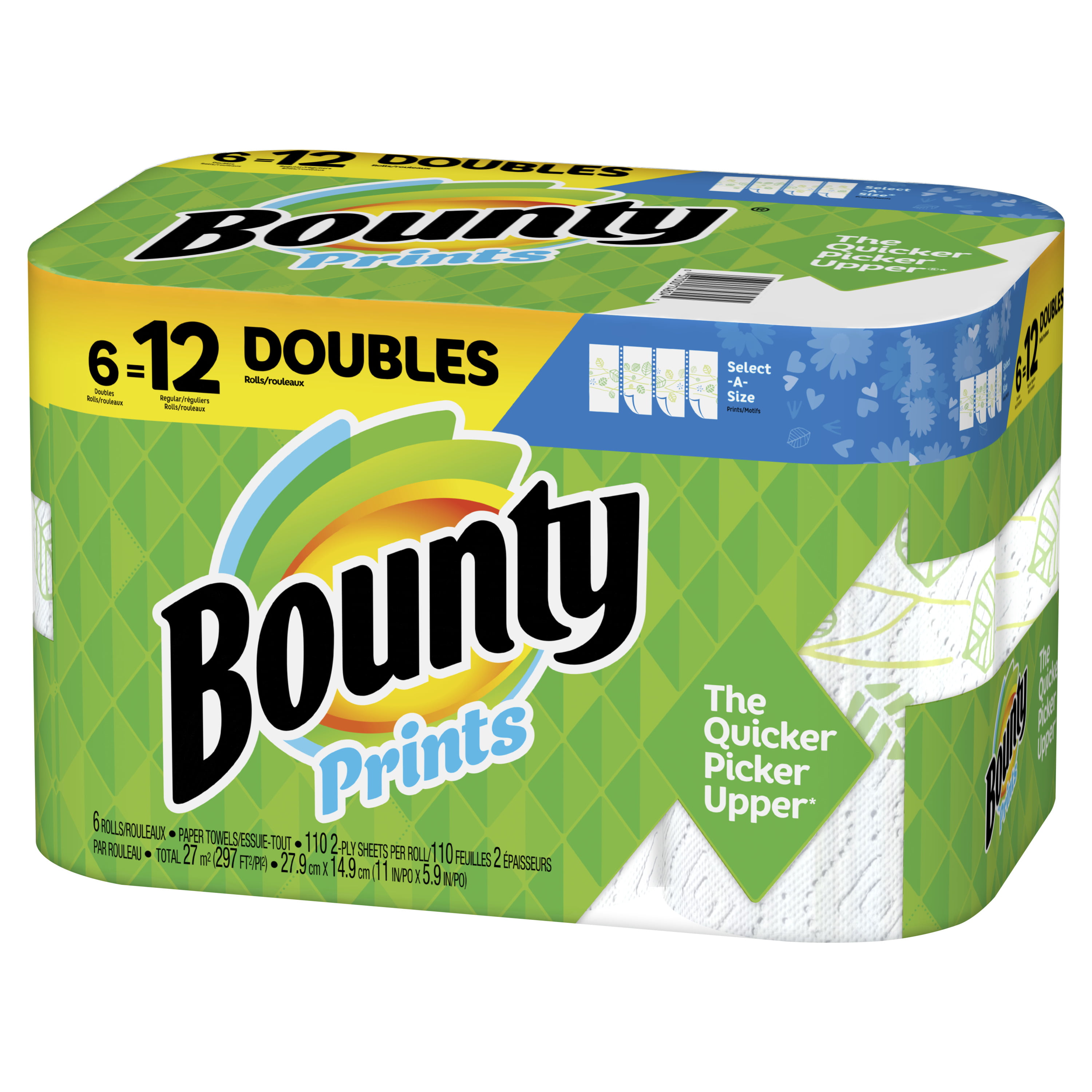 Print 6 Double Rolls = 12 Regular Rolls Packaging May Vary Bounty Select-A-Size Paper Towels Prime Pantry
