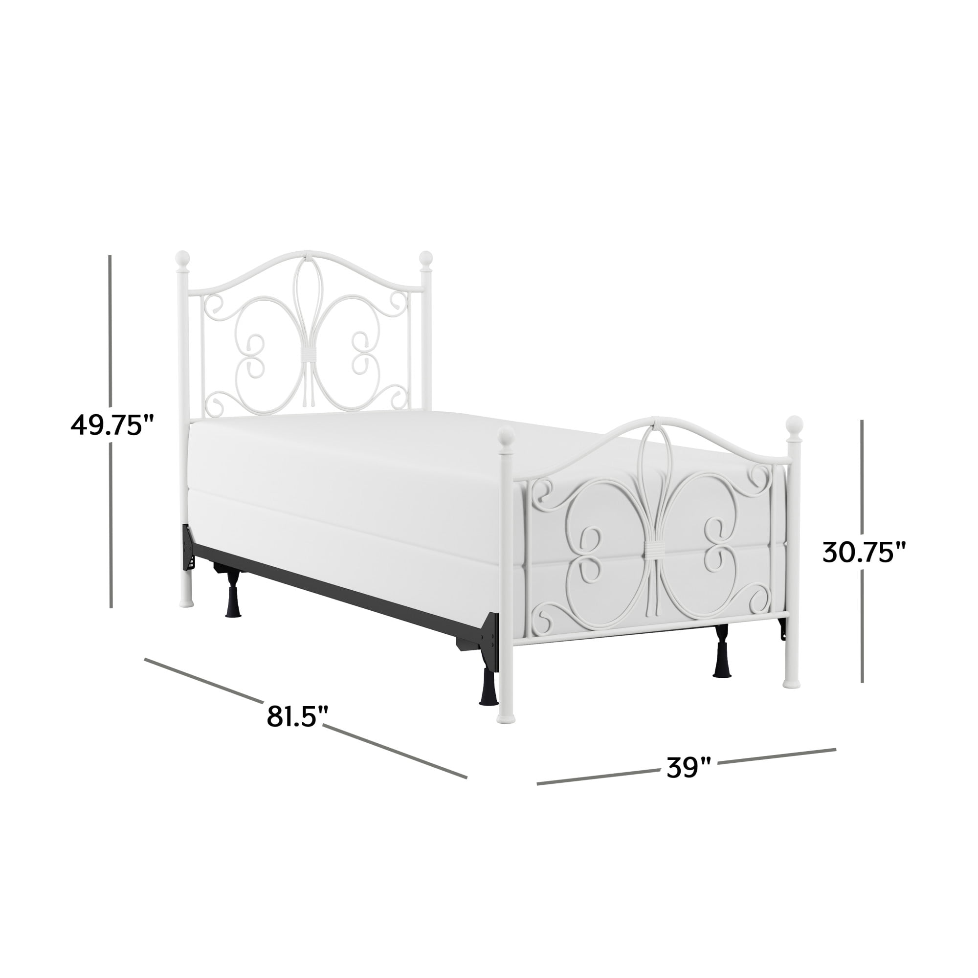 Hillsdale Furniture Ruby Textured White Metal Scroll Twin Bed