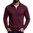 thumbnail image 2 of Domuza Quarter Zip Pullover Sweatshirt for Men, Waffle Knit Mock Neck Polo Sweater, Fashion Winter Long‑Sleeve Casual Tops, 2 of 8