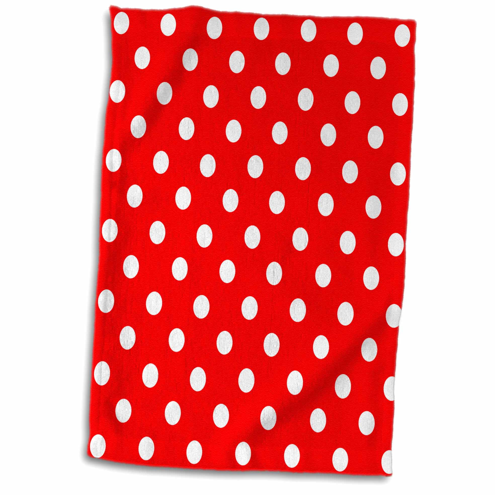 3dRose Red and White Polka Dot Print Towel, 15 by 22inch