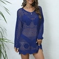thumbnail image 2 of Akiihool Womens Swim Cover Ups Crochet Beach Cover Up Summer Bikini Swimwear Sexy V-Neck Crochet Dress, Blue XXL, 2 of 5