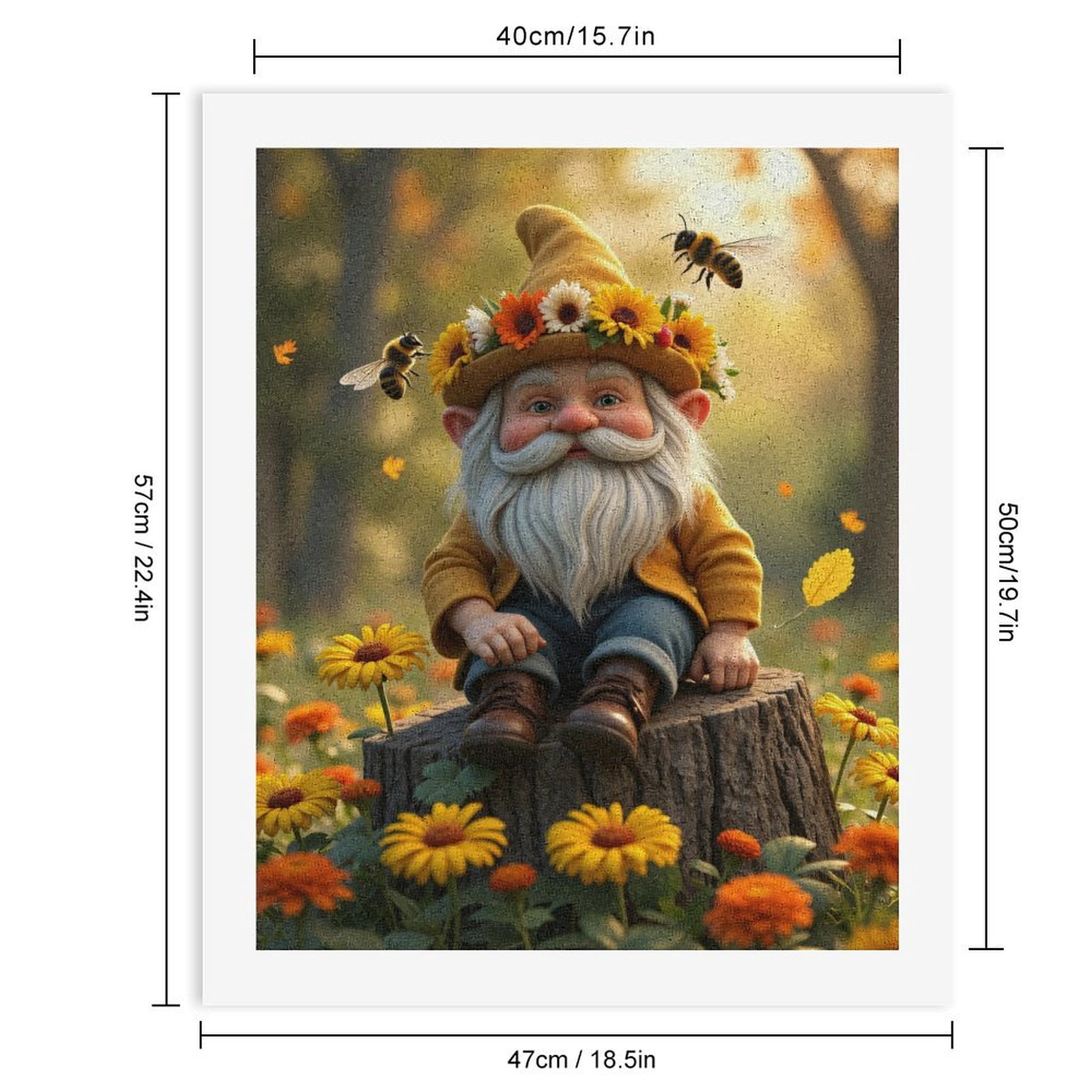 Paint by Numbers Kit for Adults, Gnome In Flower Meadow With Bees Paint by Numbers, Easy Paint by Numbers Kit for Adults Beginner, DIY Adult Paint by Number Kits on Canvas, Home Decor