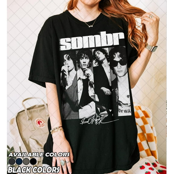 Retro 90's Sombr T-Shirt, Sombr World Tour Music Fan Bootleg Tee T-Shirt, Gift For Women and Man,Black Color,Size 2XL