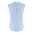 thumbnail image 4 of MIXUE Womens Summer Tops Summer Solid Color V Neck Sleeveless Loose Fit Tank T-shirts Holiday Wear,Blue,XXXL, 4 of 5