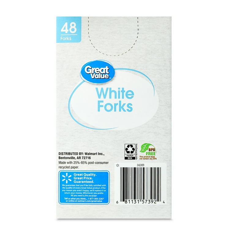 Great Value Disposable Plastic White Forks, 48 Count - Walmart.com