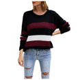 thumbnail image 4 of Vedolay Women's Sweaters Womens Sweaters 2023 Fall Long Sleeve Crew Neck Striped Oversized Casual Pullover Top,RD2 L, 4 of 5