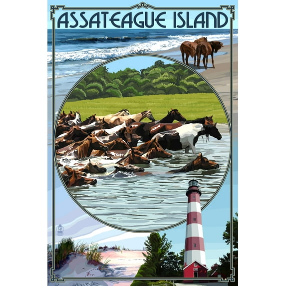 Assateague Island, Maryland, Montage (36x54 Giclee Gallery Art Print, Vivid Textured Wall Decor)