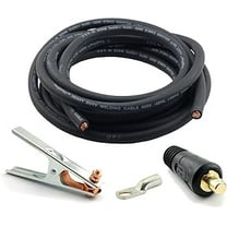 WeldingCity 50-ft 2-AWG USA-made Heavy Duty Welding Cable with Work Clamp and Dinse-type Twistlock Connector Plug for Welder Whip Lead