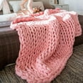 thumbnail image 5 of Handmade Knit Chunky Yarn Blanket:Large Thick Knit Blanket,Cozy Knitted Throw Blankets for Bed Decor,Couch,Pet Mat,Women Gift,47x70 in (Pink), 5 of 15
