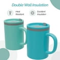 thumbnail image 3 of Copco Iconic 16oz Double Wall Insulated Desk Mug with Lid and Handle, Set of 2, BPA-Free Reusable Plastic, Spill-Proof, Microwave & Dishwasher Safe, Wide Mouth, Cup Holder Friendly (Aqua/Mint), 3 of 7