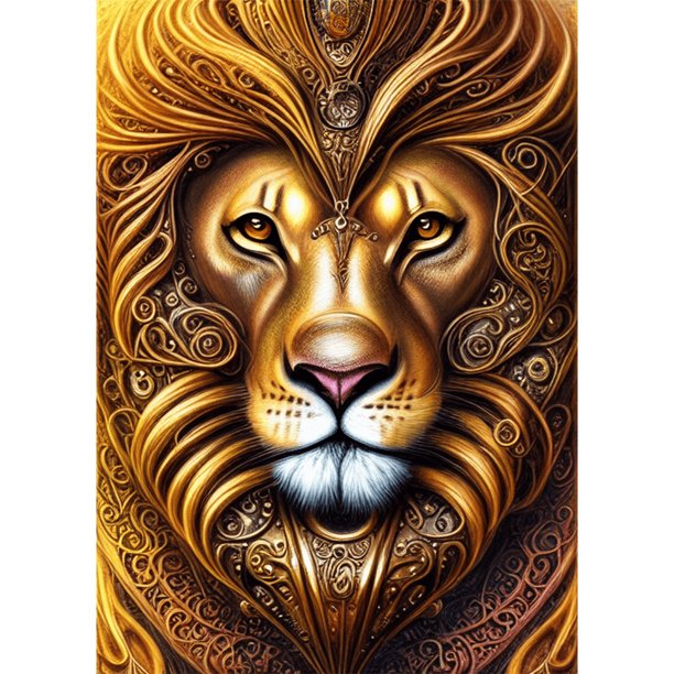 Hilo de bordar completo Eco-algodón 11CT Impreso León Kit de punto de cruz Obra de arte FLhrweasw Nuevo
