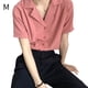 thumbnail image 1 of Camisa de mujer Verano de manga corta con cuello en V Botón suelta Top casual, rojo claro, M Kearding AP001363-14B, 1 of 7