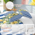 thumbnail image 3 of Blue Stripes Lemon Bedding 3 Piece Duvet Cover Set Queen Size, Spring Fruit Flowers Leaves Line Soft Microfiber Comforter Cover with Zipper Closure & Pillowcases, Wrinkle & FadeResistant Quilt Cover, 3 of 9