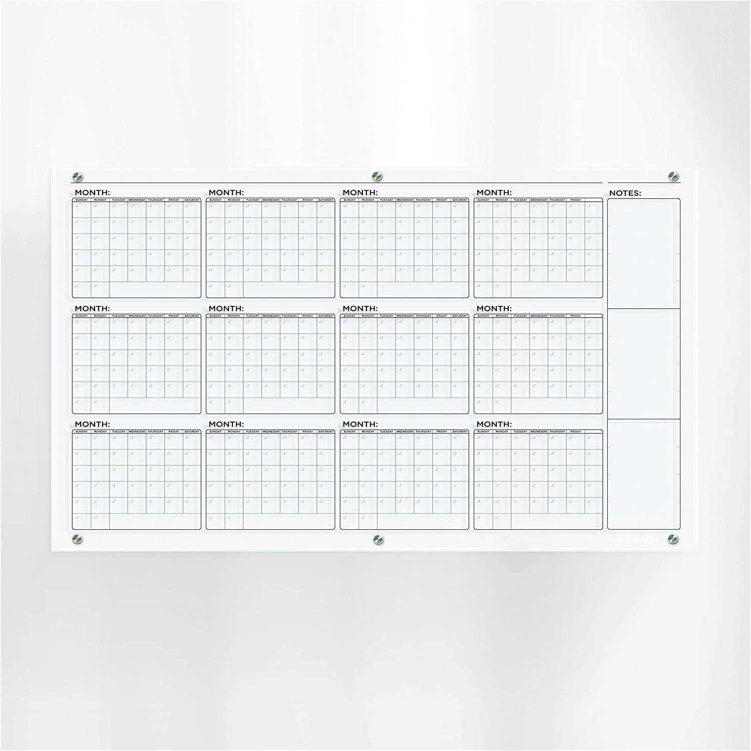 Year Classic Calendar Giant Acrylic Dry Erase Yearly Wall Calendar