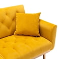 thumbnail image 5 of Convertible Loveseat Sofa, Velvet Fabric Upholstered Leisure Accent Couch with Adjustable Backrest and Metal Feet, Modern Folding Futon Sofa Bed for Living Room Bedroom Office, Mustard, 5 of 7