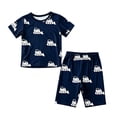 thumbnail image 2 of Gyexs Boys Cotton Shorts Set 2 Piece Summer Clothes Toddler Excavator Print Cute Outfits Navy, 3-4 Years, 2 of 4