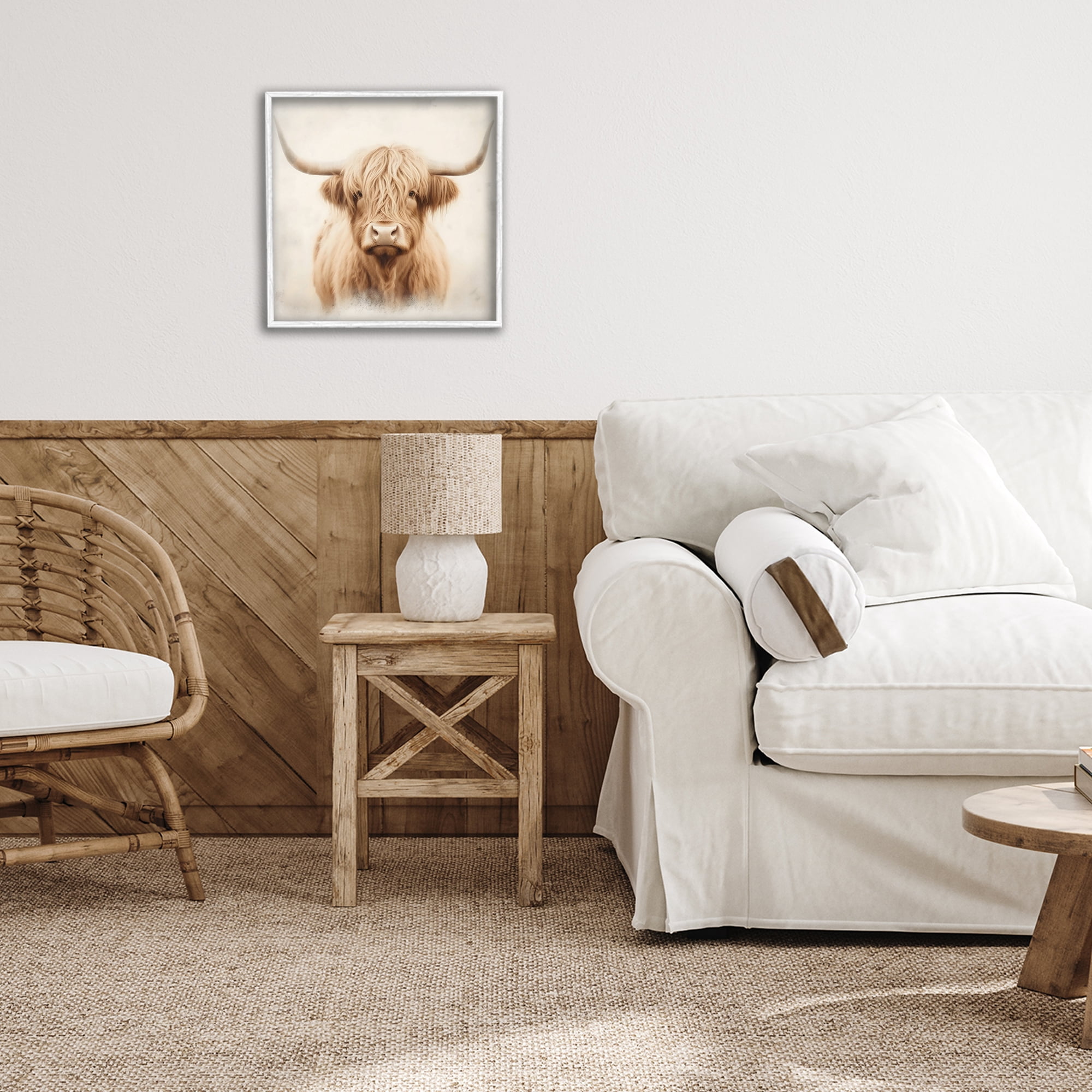 Stupell Industries Dreamy Fluffy Highland Portrait White Framed Giclee Art, design by Creative Studio