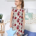 thumbnail image 4 of Balery Leaves And Anemone Flowers In Red Grey Camisón de princesa para niñas, pijama de algodón con mangas abullonadas, suave y bonito.-Large, 4 of 6