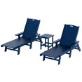 thumbnail image 1 of Costaelm Ensemble de Chaises Longues/table Inclinables en Plastique HDPE 3 Pcs avec Table d'Appoint, Bleu Marine, 1 of 6