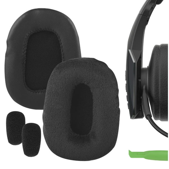 Geekria Comfort Velour Replacement Earpads and Mic Windscreen Foam Set, Compatible with BlueParrott B450-XT, B450XT Headphones (Black)