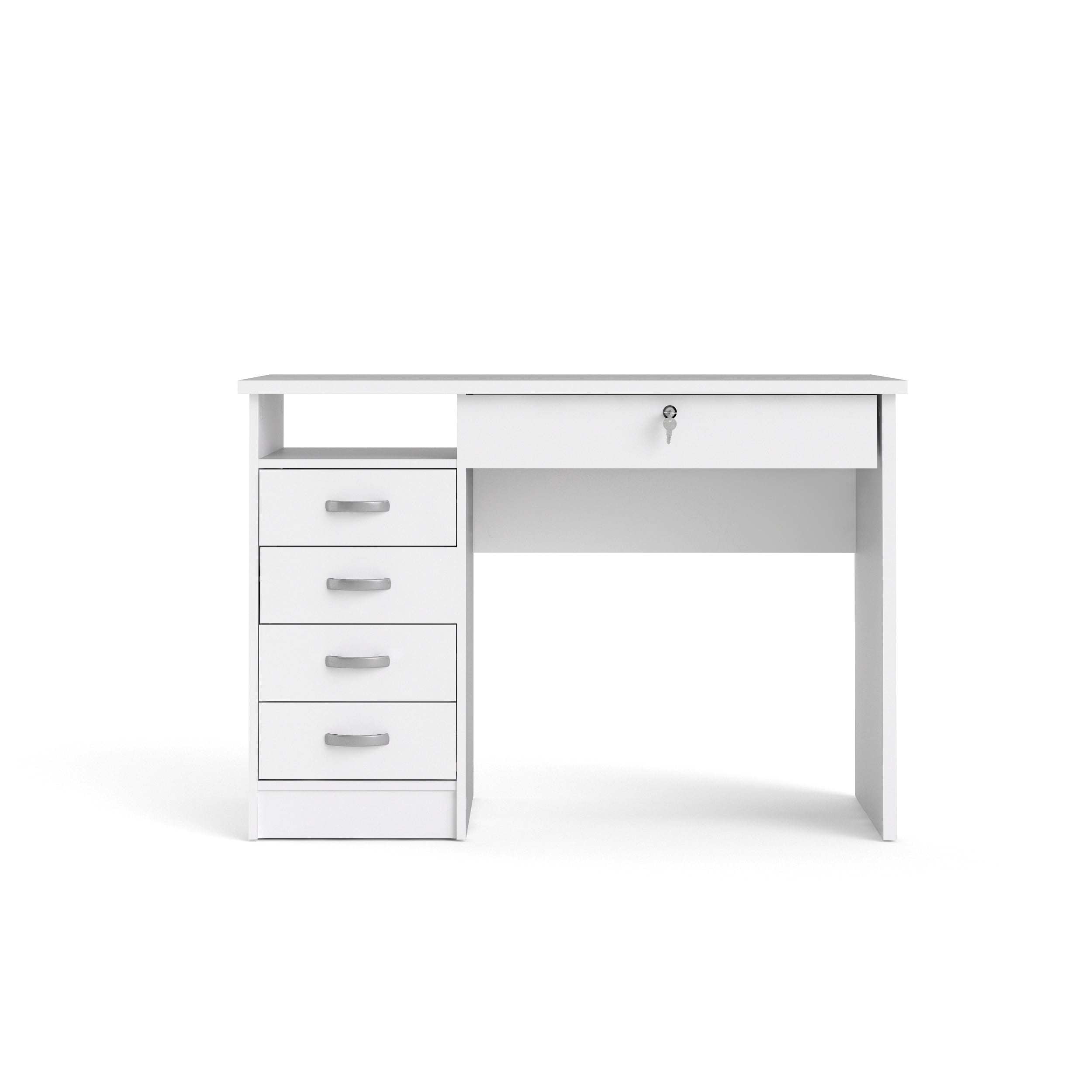Tvilum Walden 5 Drawer Office Desk with 1 Locking Drawer for Adults, White