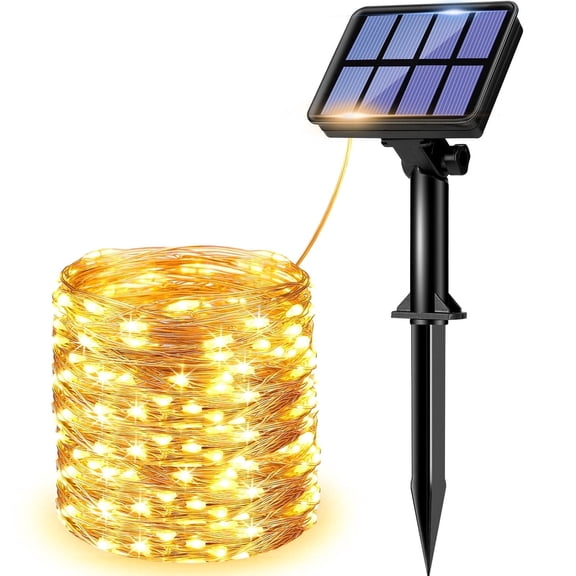 Solar Fairy Lights Outdoor, 46FT 120LED Solar Twinkle Lights Outdoor Waterproof, 8 Modes Solar String Lights for Tree Garden Balcony Patio Yard Wedding Party, 2700K Warm White