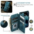 thumbnail image 4 of CaseMe Case for iPhone 13 Wallet Case for Women Men, Fashion Durable PU Leather Magnetic Flip Lanyard Strap Wristlet Zipper Card Holder Wallet Phone Case for iPhone 13 6.1-inch,Blue,For iPhone 13, 4 of 11