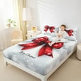 thumbnail image 4 of Manfei Red Kawaii Bowknot Full Size Sheets, Merry Christmas Bed Sheets, Glitter Winter Snowflake Sheet Sets, Breathable Home Decor, 4pcs, 4 of 7