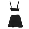 thumbnail image 6 of RYRJJ Womens Bikini Skirt Sets High Waisted Two Piece Swimsuits Summer Beach Tummy Control Mesh Swim Bathing Suits(Black,L), 6 of 6