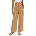 thumbnail image 6 of Women's Soft Drawstring Wide Leg Pants, Casual Solid Color Pull On Trousers, Harem Joggers with Functional Pockets, Summer Lightweight Breathable for Work Vacation | TruBelle,Orange S, 6 of 9