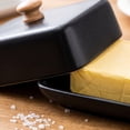 thumbnail image 6 of Aaihamo Ceramic European Butter Dish, Wide 2 Stick Double Butter Holder with Wooden Knob Lid for Counter, Cream Cheese Container Storage Keeper, 6 of 7
