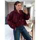 thumbnail image 5 of Gabardina Corta para Mujer, con Doble Botonadura y Cuello de Solapa, Chaqueta Corta de Larga para Otoño e Invierno Vino Tinto XL, 5 of 7