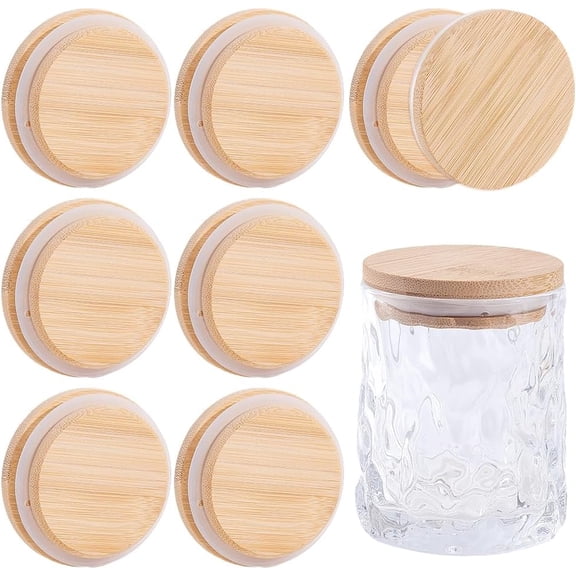 8 Pcs Bamboo Canning Jar Lids Regular Mouth Airtight Covers with Silicone Seal for Fermenting Pickling Storage Standard