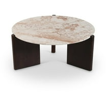 Meridian Furniture Varenna Beige Marble Top And Acacia Wood Base Coffee Table
