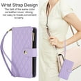 thumbnail image 6 of Decase for Samsung Galaxy S24 FE Wallet Phone Case with Crossbody Lanyard Strap&Wrist Strip,Shockproof Stylish Zipper Pockets Case with Card Slots+Cash Slots,PU Leather Folio Book Design,Purple, 6 of 11
