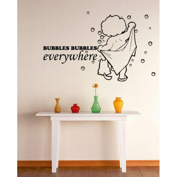 Custom Wall Decal Vinyl Sticker : Boy Bubbles Bubbles Bubbles Everywhere Bathing Shower Peel & Stick Mural 16x24 Inches