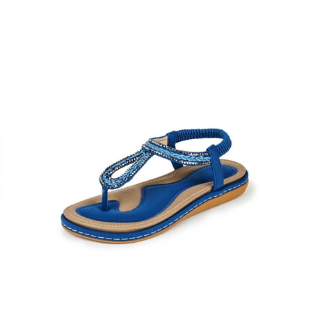 

Haute Edition Women s Bohemian Beaded Elastic Slip on Comfort Sandals