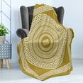 thumbnail image 4 of Greek Key Soft Flannel Fleece Blanket, Frieze with Vintage Ornament Meander Pattern from Greece Retro Twist Lines, Cozy Plush for Indoor and Outdoor Use, 50" x 60", Pale Amber White, by Ambesonne, 4 of 5
