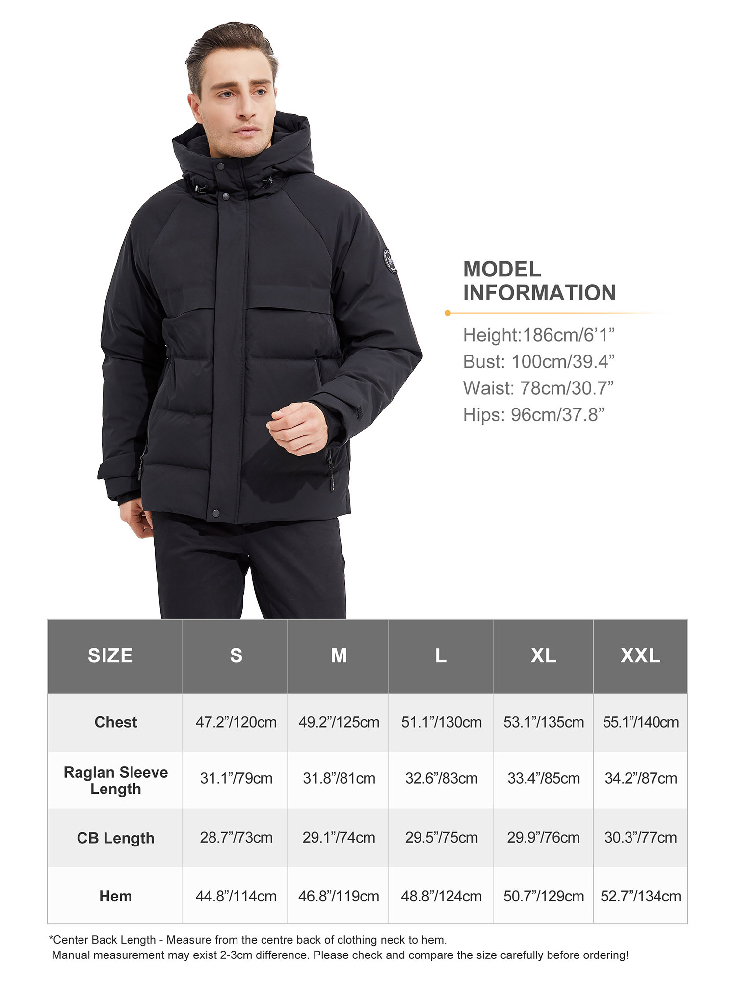 Orolay Men's Winter Down Jacket with Adjustable Drawstring Hood Ribbed Cuff - image 5 of 5